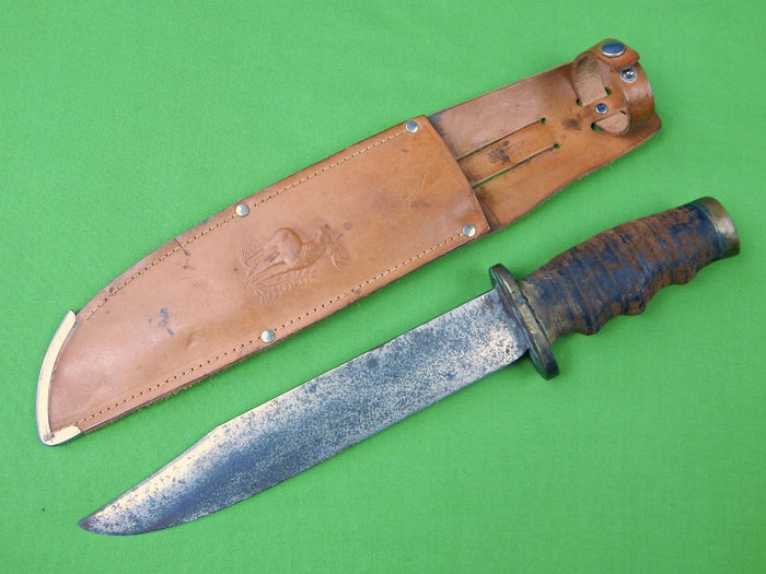 US WW2 WWII Custom Handmade Huge Theater Fighting Knife w/ German Sheath