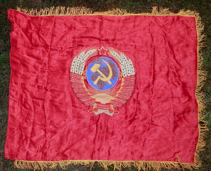 Vintage Soviet Union Russia Russian USSR Lenin Large Red Flag Banner