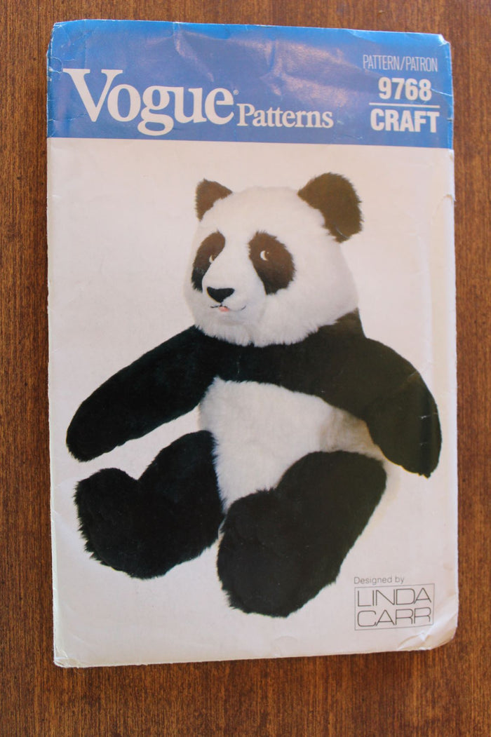 Vogue 9768, Panda Bear, Stuffed Toy, Linda Carr designer, Uncut Sewing Pattern