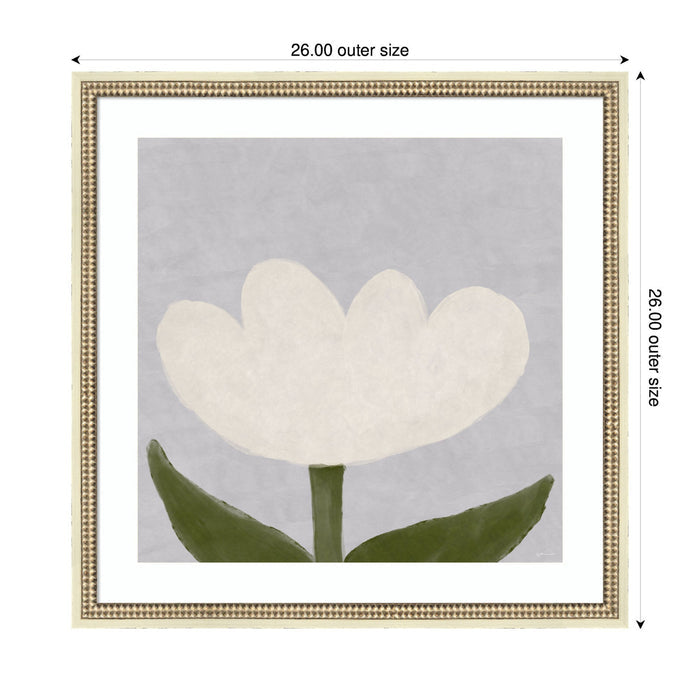 White Tulip glazed art print by Gabrielly Guedes, supplier dimension illustration