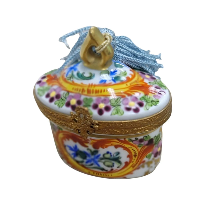 Another view of the Yellow and Red Tent Limoges trinket box