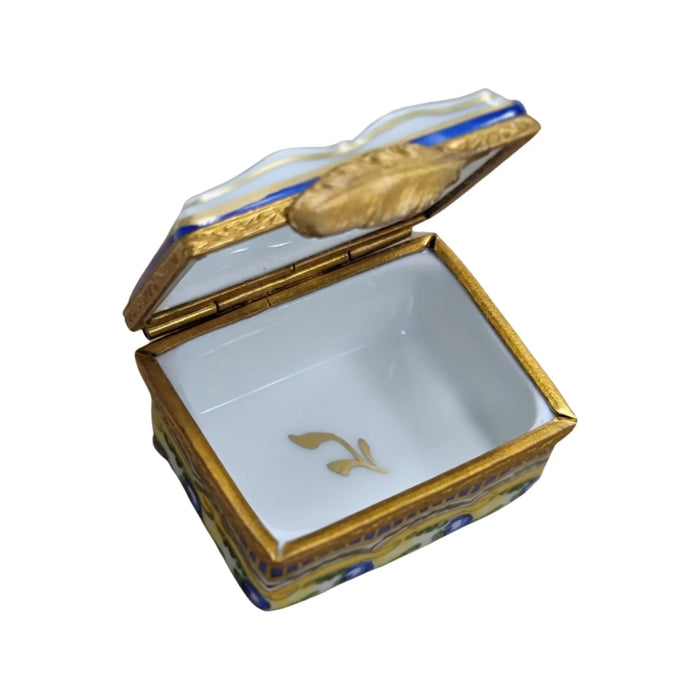 Yellow Light Blue Book Limoges box shown from another angle