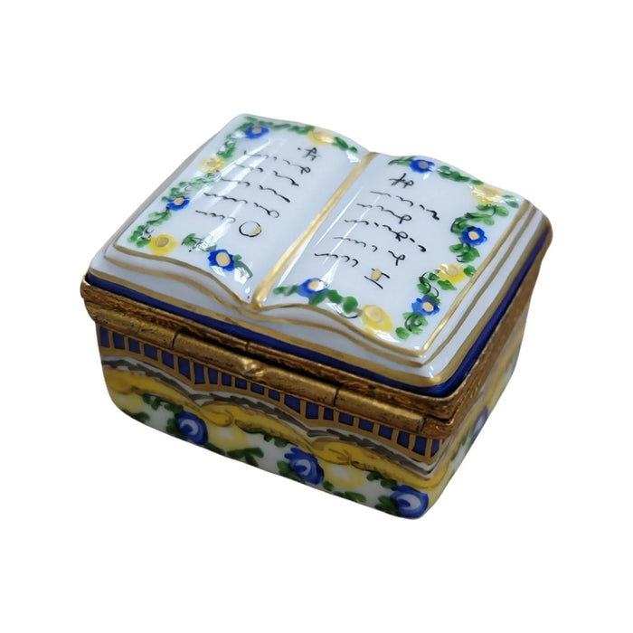 Another view of the Yellow Light Blue Book Limoges trinket box