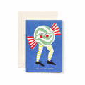Greeting card with a smiling illustrated candy character on a blue background, reading “You are such a sweety,” shown with a cream envelope.