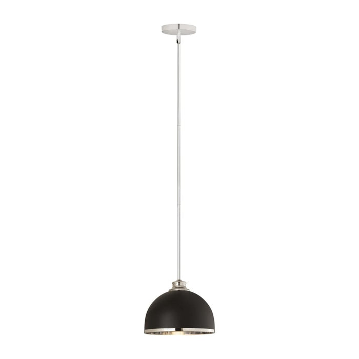 Z-Lite Landry Matte Black Chrome 1 Light Pendant 1004P10-MB-CH