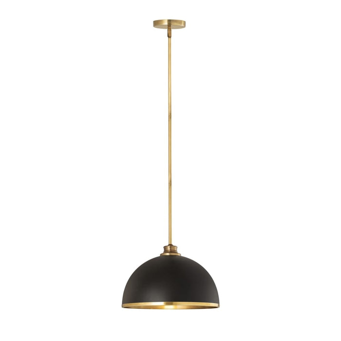 Z-Lite Landry Matte Black Rubbed Brass 1 Light Pendant 1004P14-MB-RB