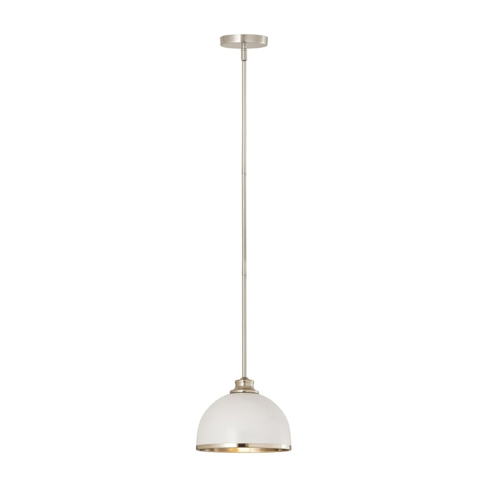 Z-Lite Landry Matte White Brushed Nickel 1 Light Pendant 1004P10-MW-BN