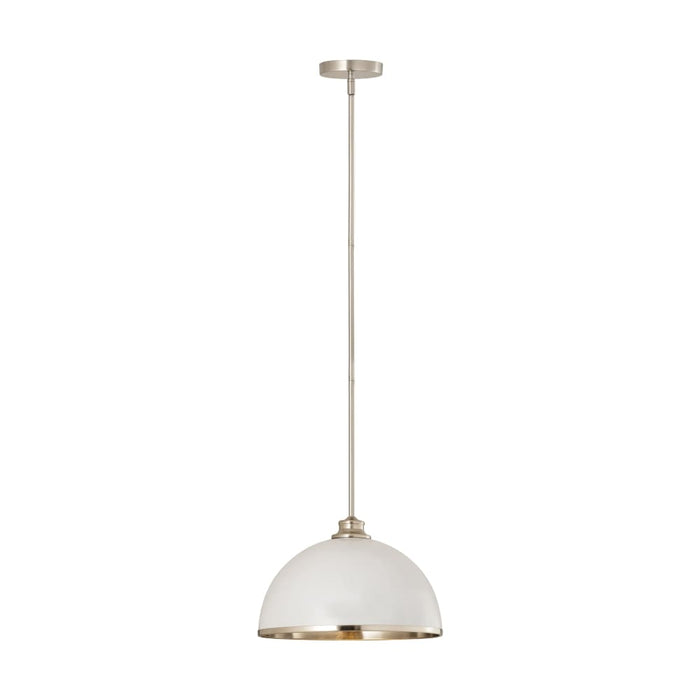 Z-Lite Landry Matte White Brushed Nickel 1 Light Pendant 1004P14-MW-BN