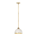 Z-Lite Landry Matte White Rubbed Brass 1 Light Pendant 1004P10-MW-RB