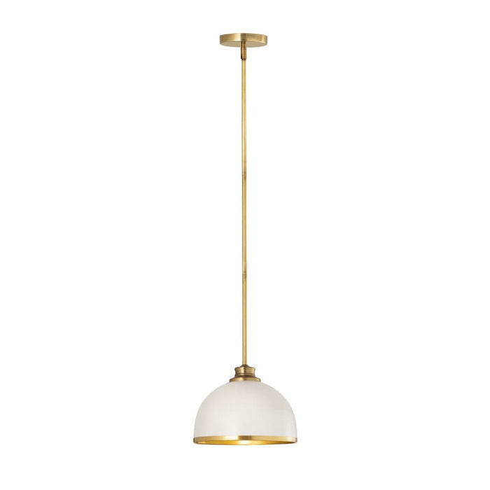 Z-Lite Landry Matte White Rubbed Brass 1 Light Pendant 1004P10-MW-RB
